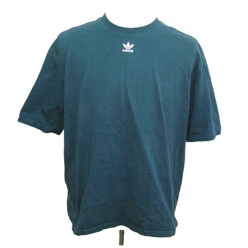 Adidas Logo T-Shirt Mens Size Large Solid Blue Short Sleeve 100% Cotton Tee